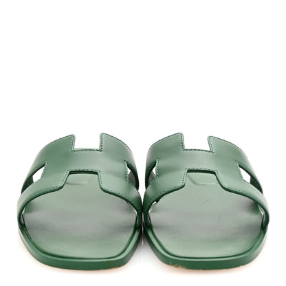 Hermes Calfskin Oran Sandals 38 Vert Electrique 3 of 10