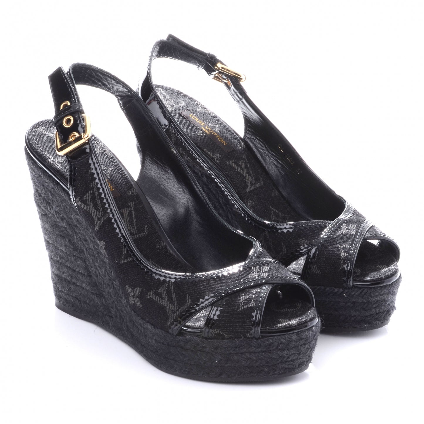 Bastille Denim Wedge Sandals Black 37