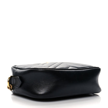 Gucci Calfskin Matelasse Mini GG Marmont Chain Shoulder Bag Black 4 of 13