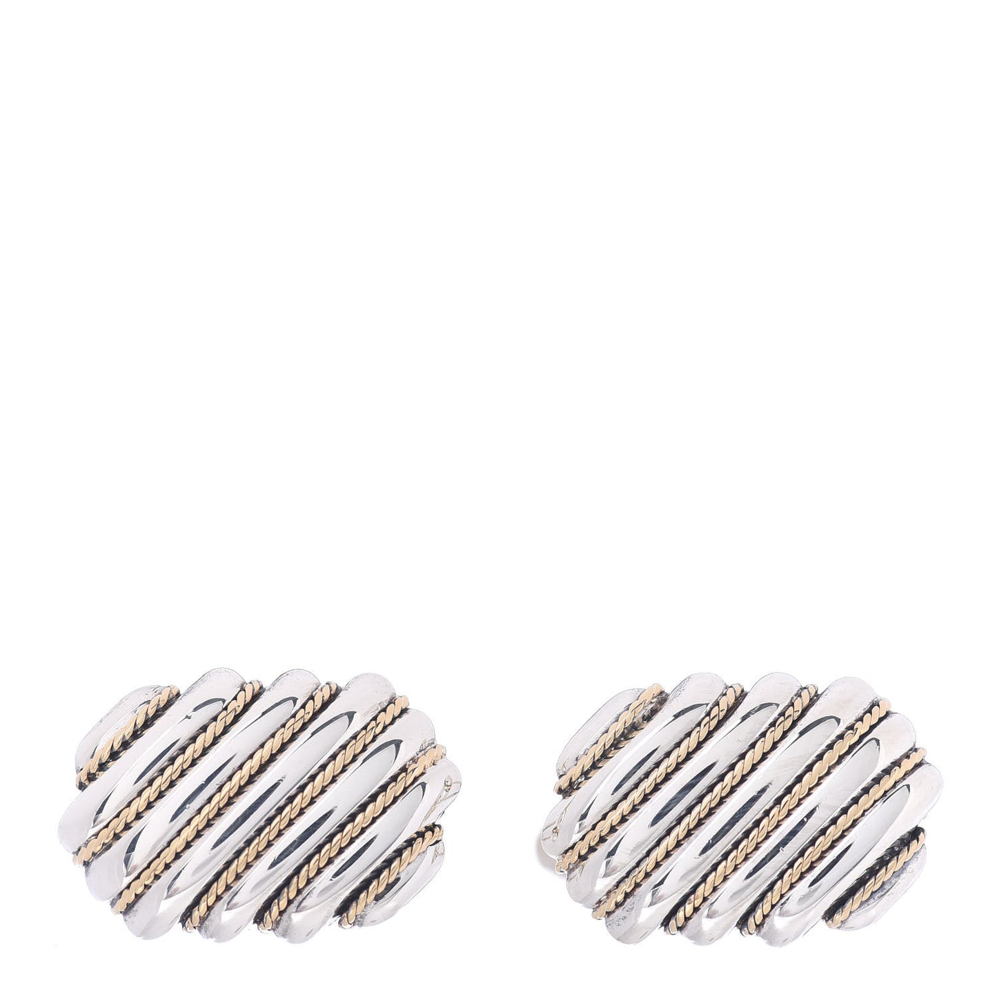 Sterling Silver 18K Yellow Gold Diagonal Rib Cufflinks