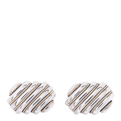 Tiffany Sterling Silver 18K Yellow Gold Diagonal Rib Cufflinks 1 of 4