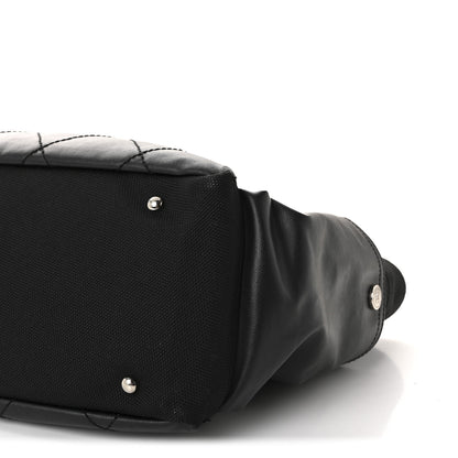 Chanel Coated Canvas Quilted Large Paris Biarritz Tote Black 10 of 10