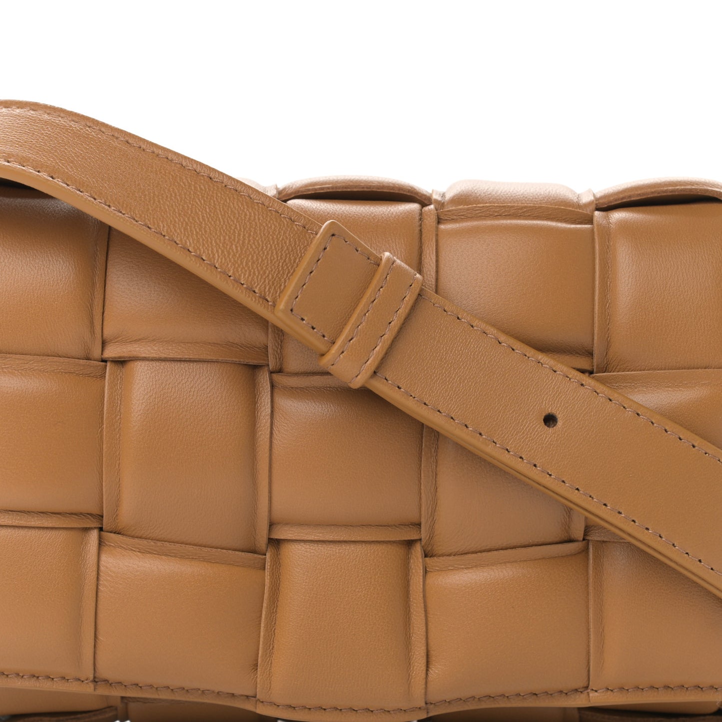 Nappa Maxi Intreccio Padded Cassette Crossbody Bag Caramel