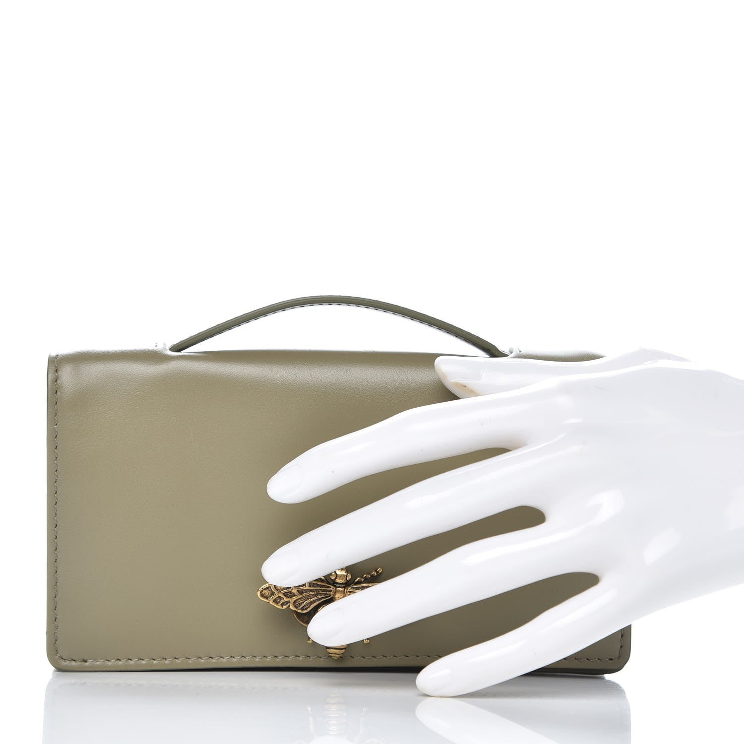 Christian Dior Calfskin Bee Pouch Grey Green 2 of 6