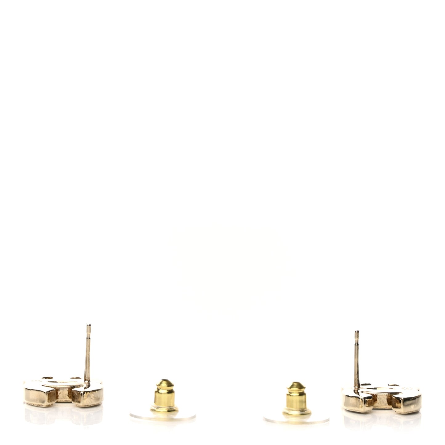 Metal Enamel CC Earrings Black Gold