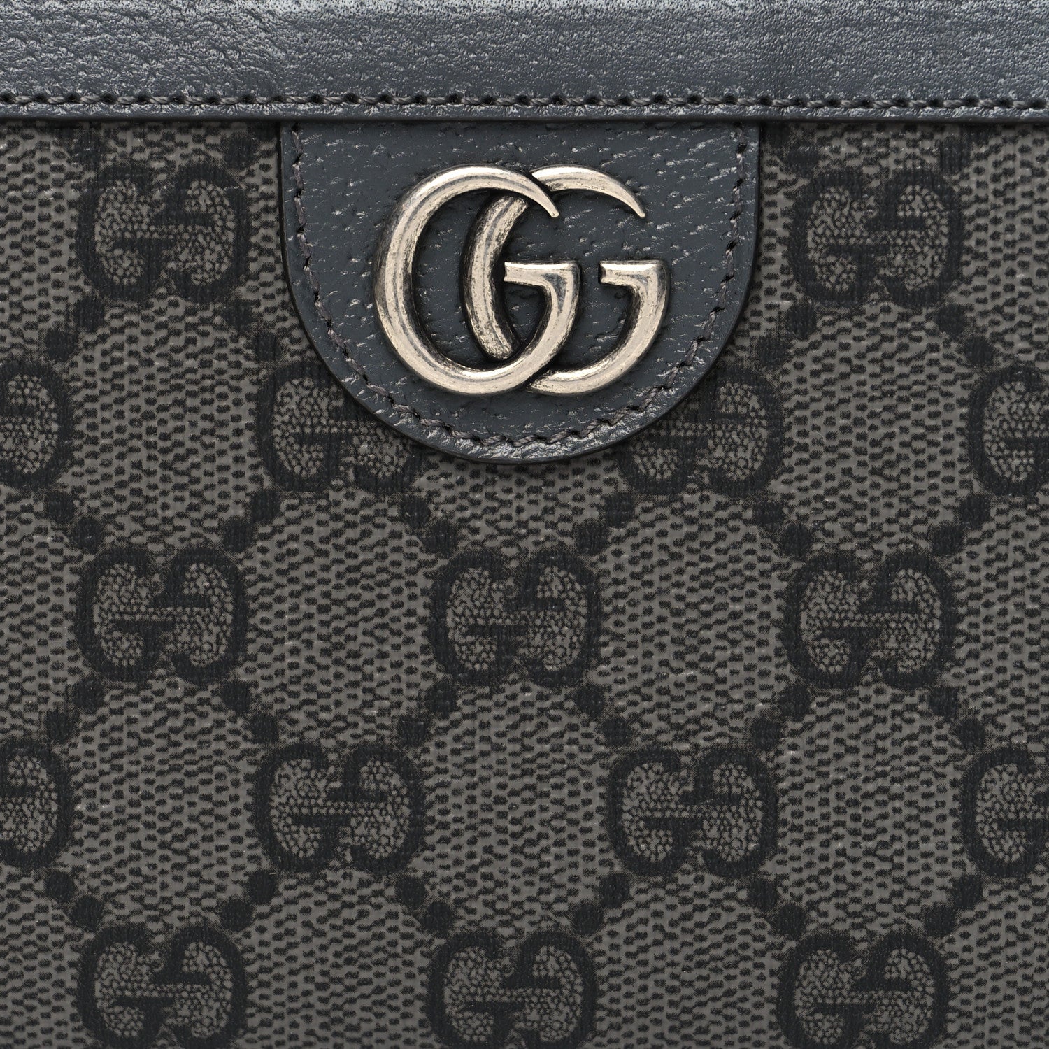 Gucci GG Supreme Monogram Textured Dollar Calfskin Ophidia Zip Around Wallet Grey Black Graphite Grey 8 of 8