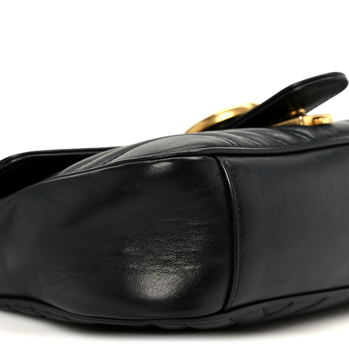 Gucci Calfskin Matelasse Small GG Marmont Shoulder Bag Black 10 of 11