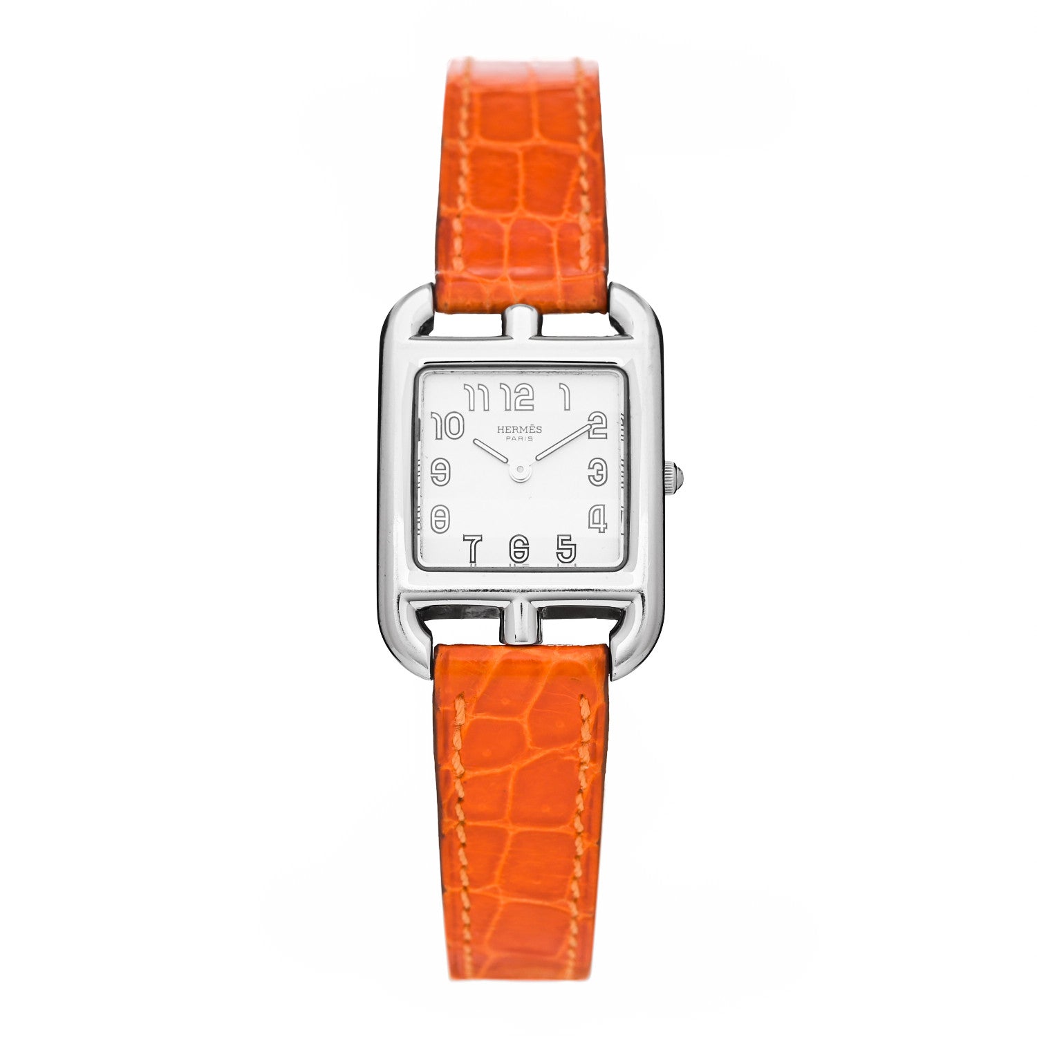 Hermes Stainless Steel Alligator 23mm Cape Cod Quartz Watch Orange 1 of 5