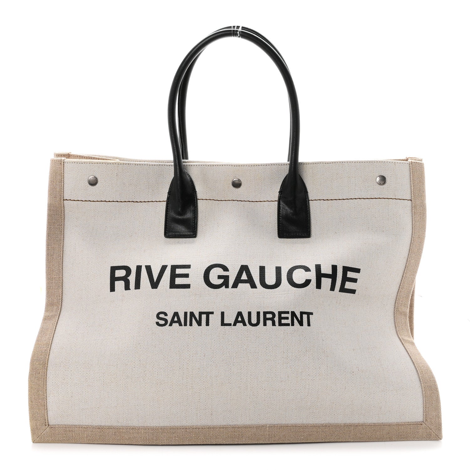Saint Laurent Linen Calfskin Rive Gauche Tote Optic White 1 of 10