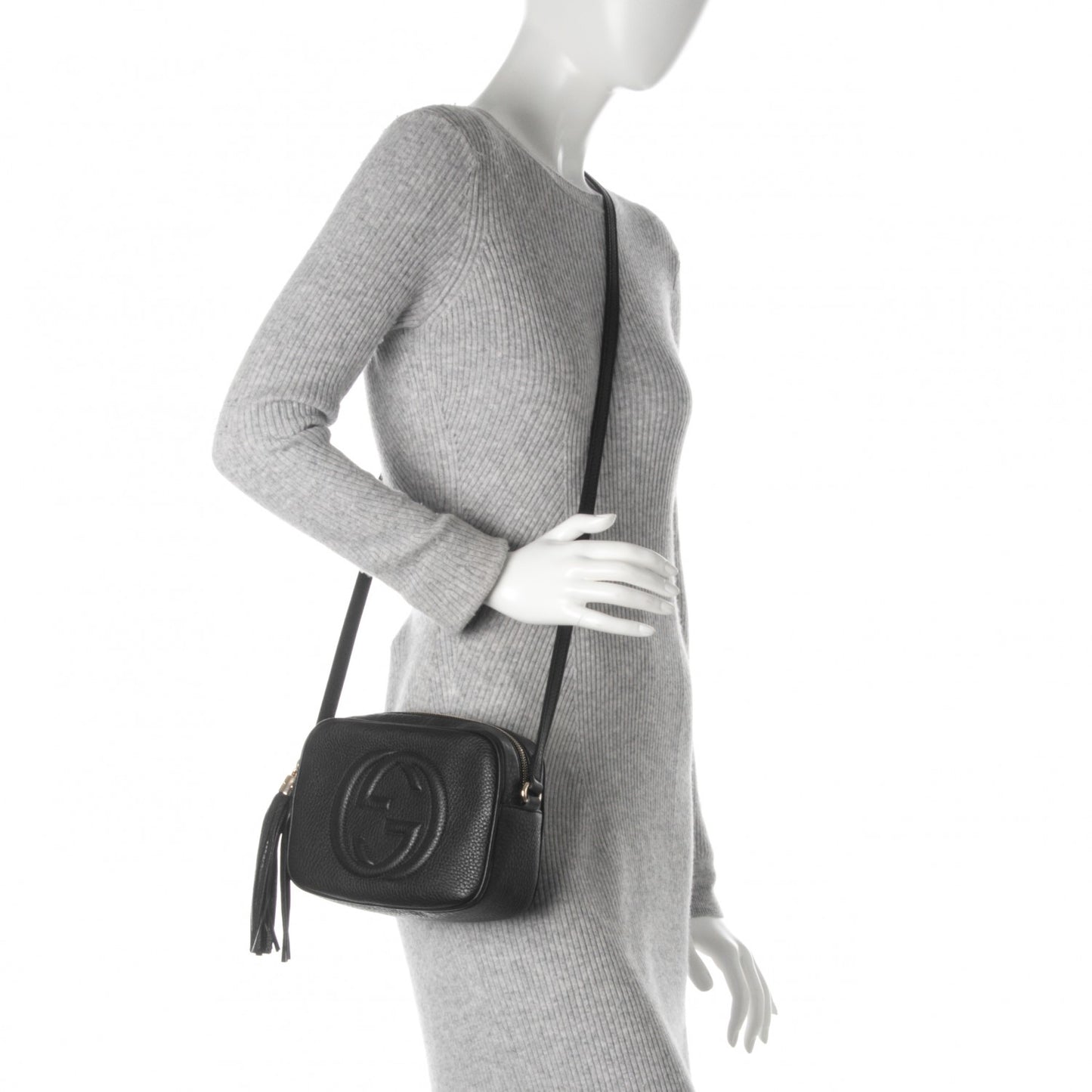 Pebbled Calfskin Small Soho Disco Bag Black