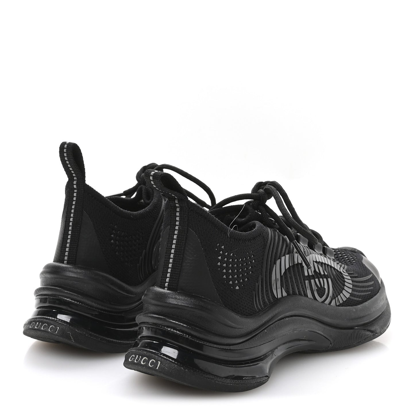 Technical Knit Fabric Waves Womens Gucci Run Sneakers 35.5 Black
