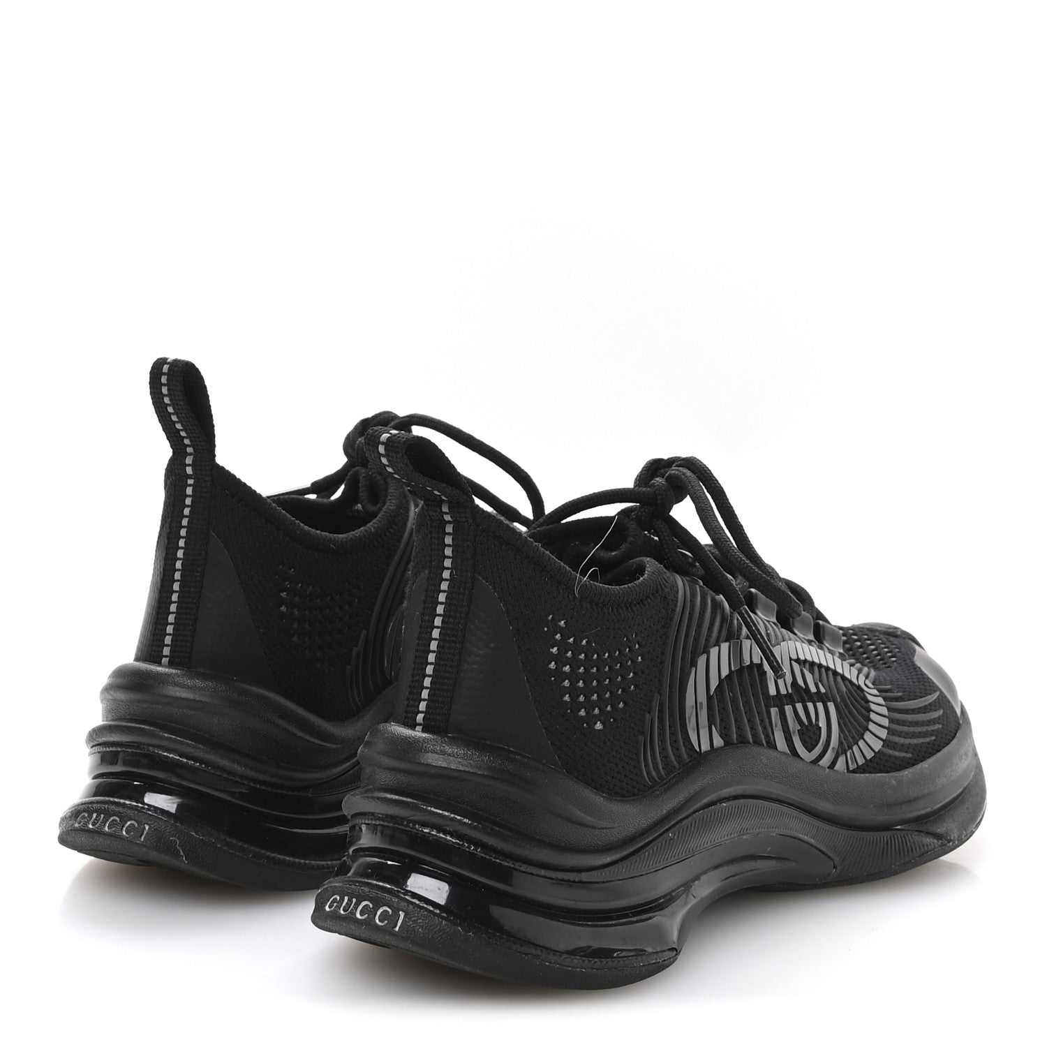 Gucci Technical Knit Fabric Waves Womens Gucci Run Sneakers 35.5 Black 5 of 7