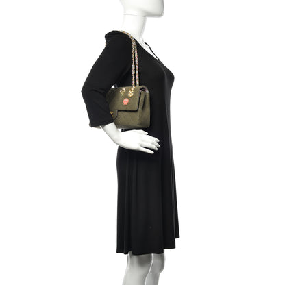 Chanel Toile Quilted Medium Cuba Double Flap Khaki 2 of 11