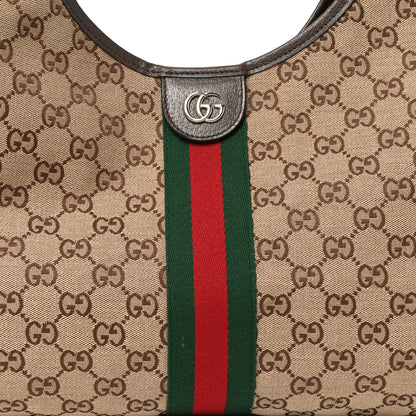 Gucci GG Monogram Web Large Giglio Tote Beige Brown 8 of 10