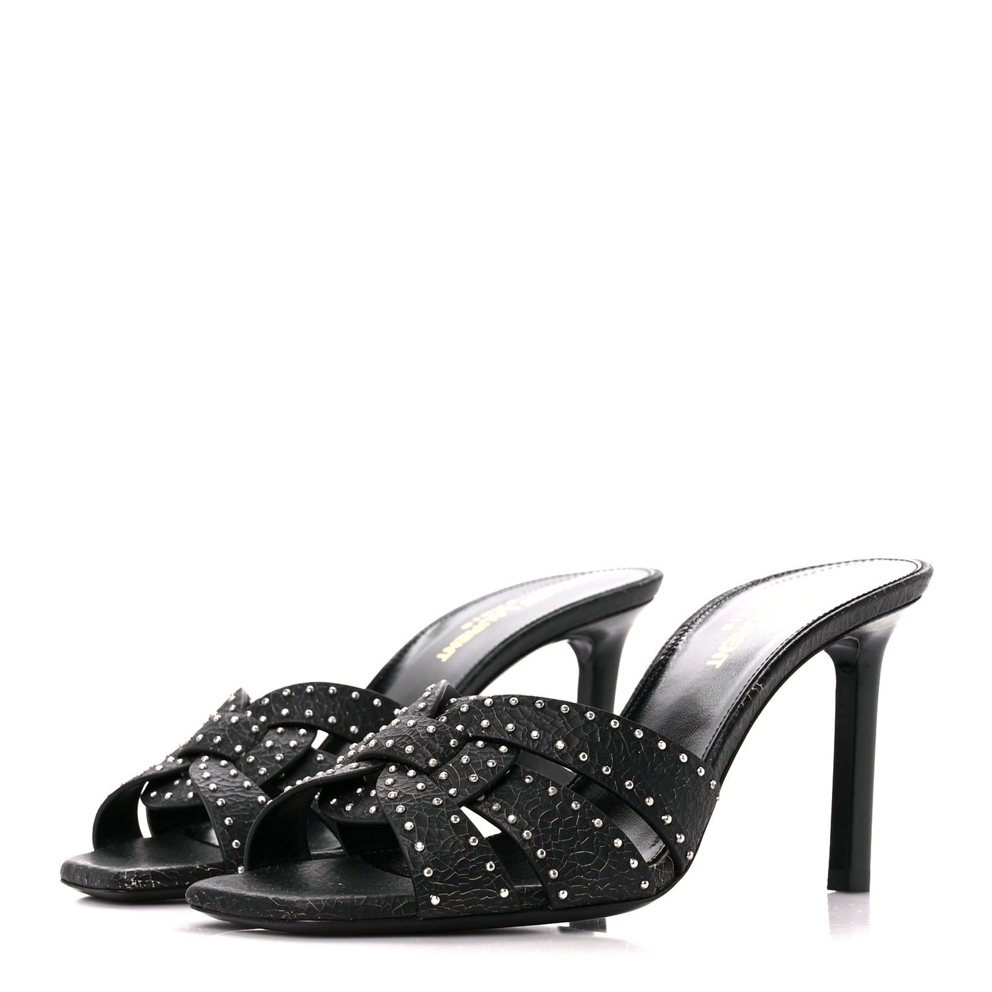 Smart Crack Studded Tribute Slide 85 Mules 37 Black