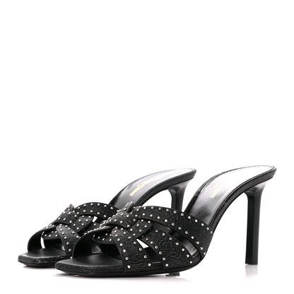 Saint Laurent Smart Crack Studded Tribute Slide 85 Mules 37 Black 4 of 9