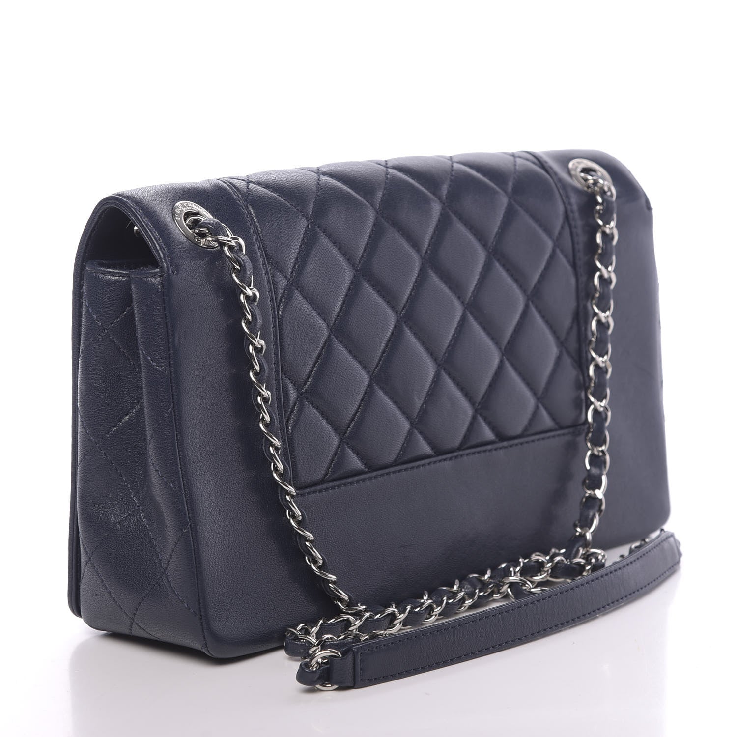 Chanel Sheepskin Quilted Medium Vintage Mademoiselle Flap Dark Navy 3 of 18