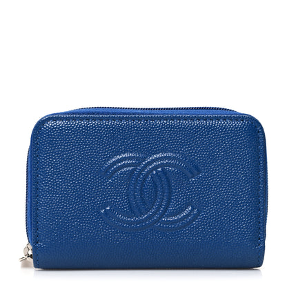Chanel Caviar Timeless CC Zip Around Coin Purse Blue 1 of 11