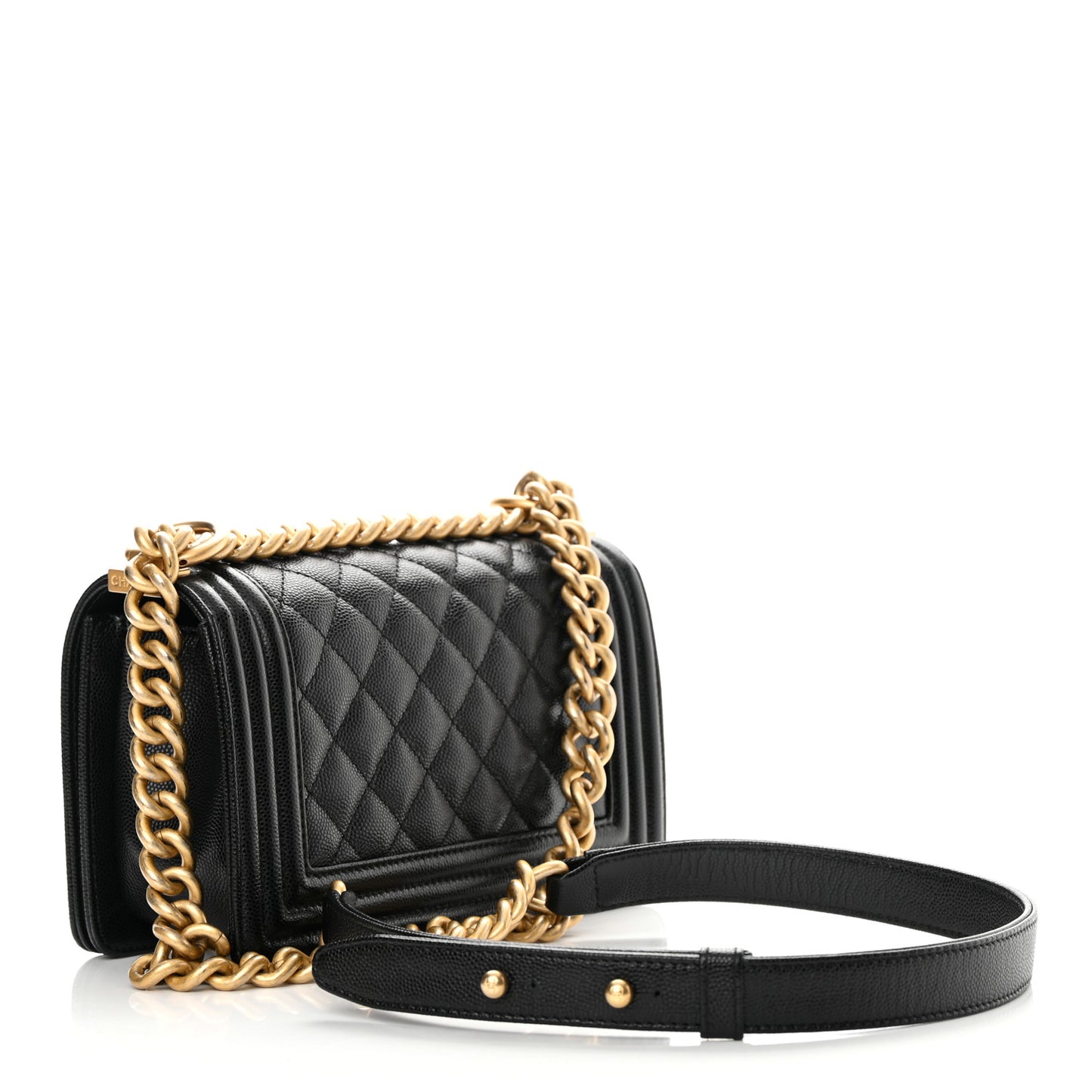 Caviar Quilted Small Boy Flap Black