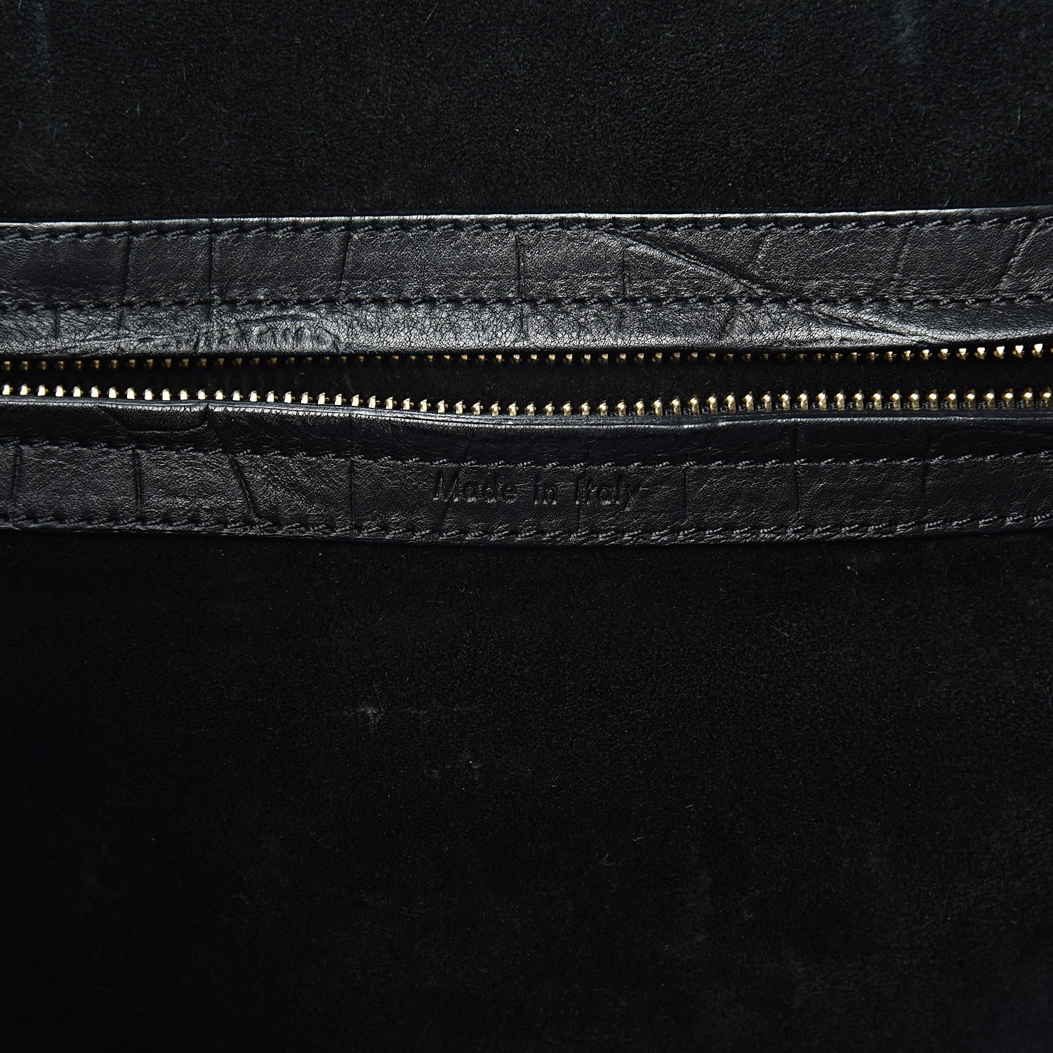 Celine Crocodile Embossed Calfskin Medium Phantom Luggage Black 7 of 15