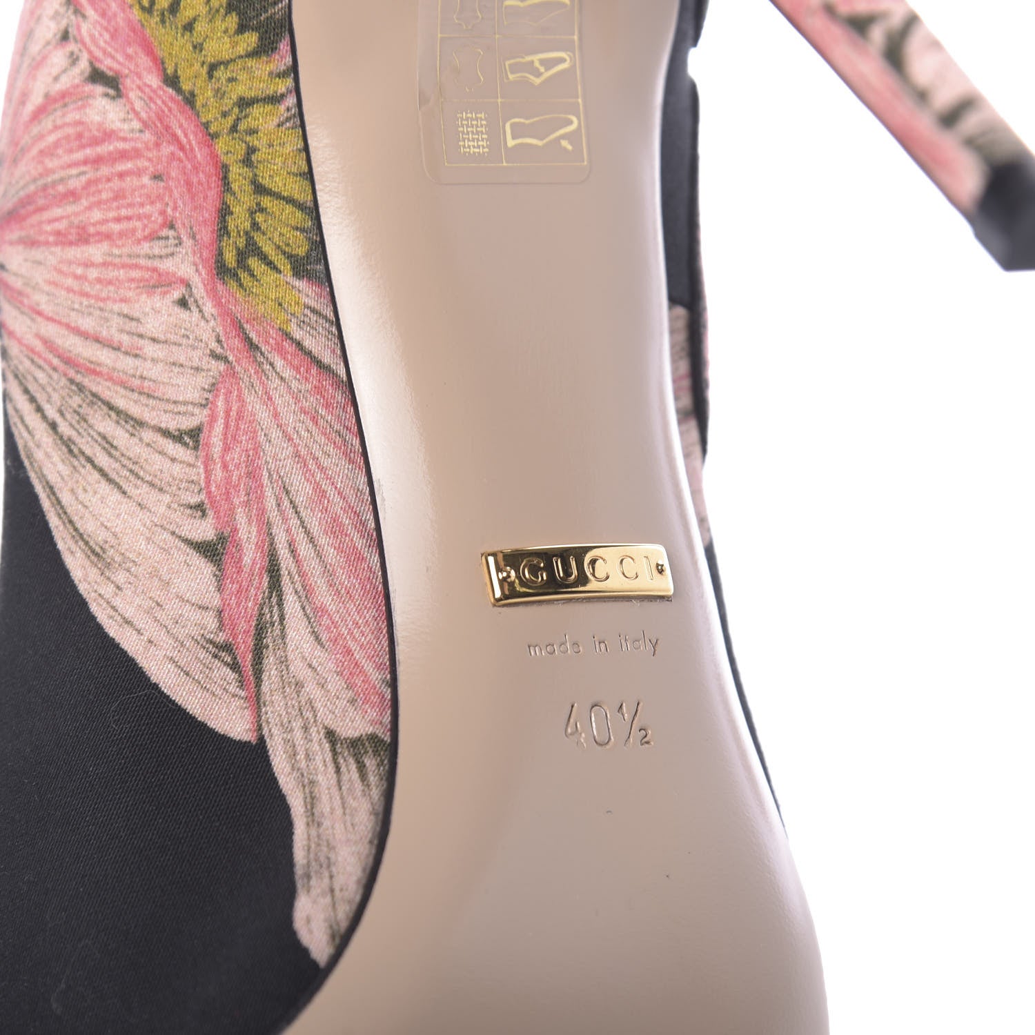 Gucci Canvas Flora Print Ophelia High Heel Pumps 40.5 Black Pink 8 of 9