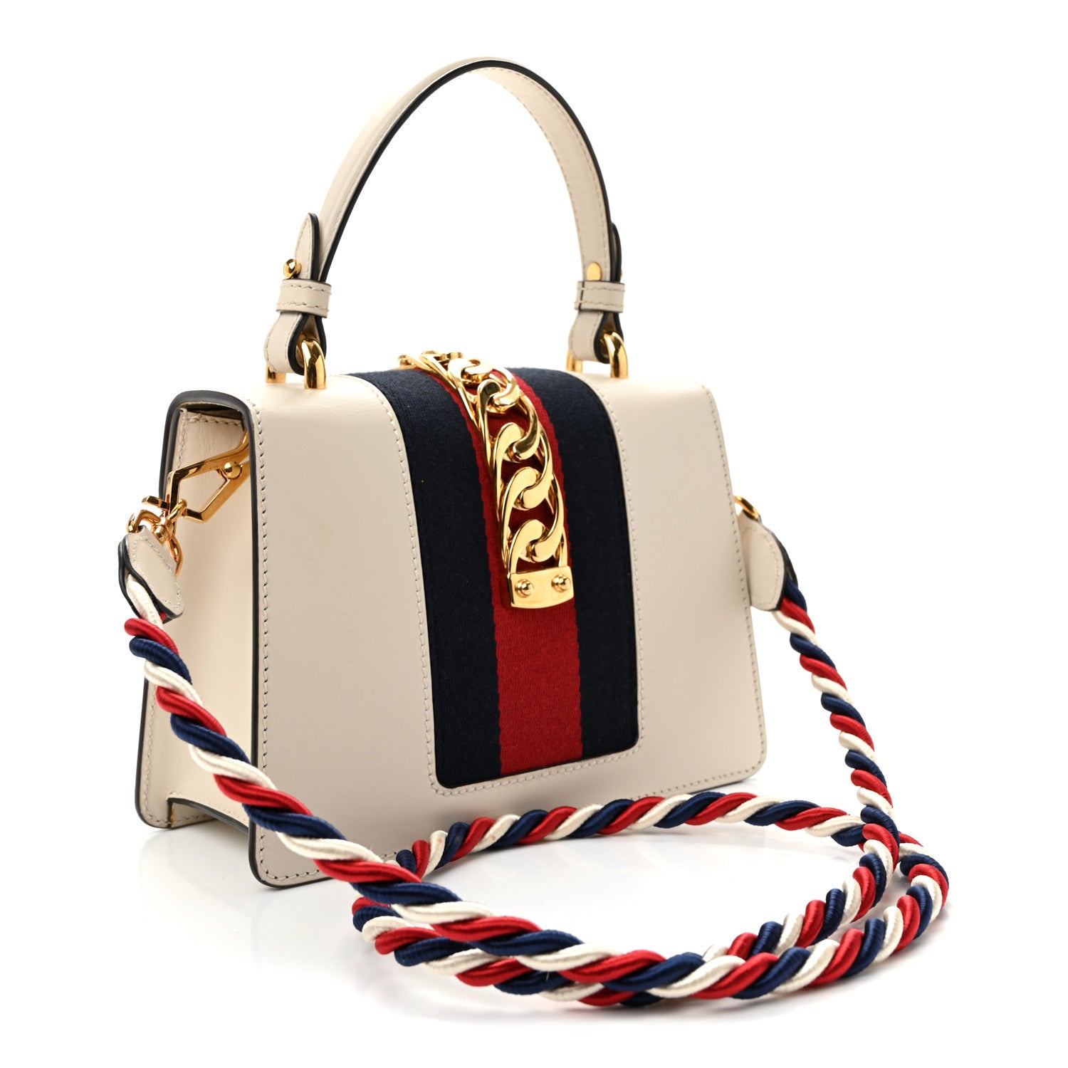 Gucci Calfskin Mini Sylvie Top Handle Bag White 3 of 14