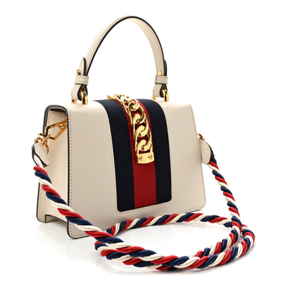 Gucci Calfskin Mini Sylvie Top Handle Bag White 3 of 14