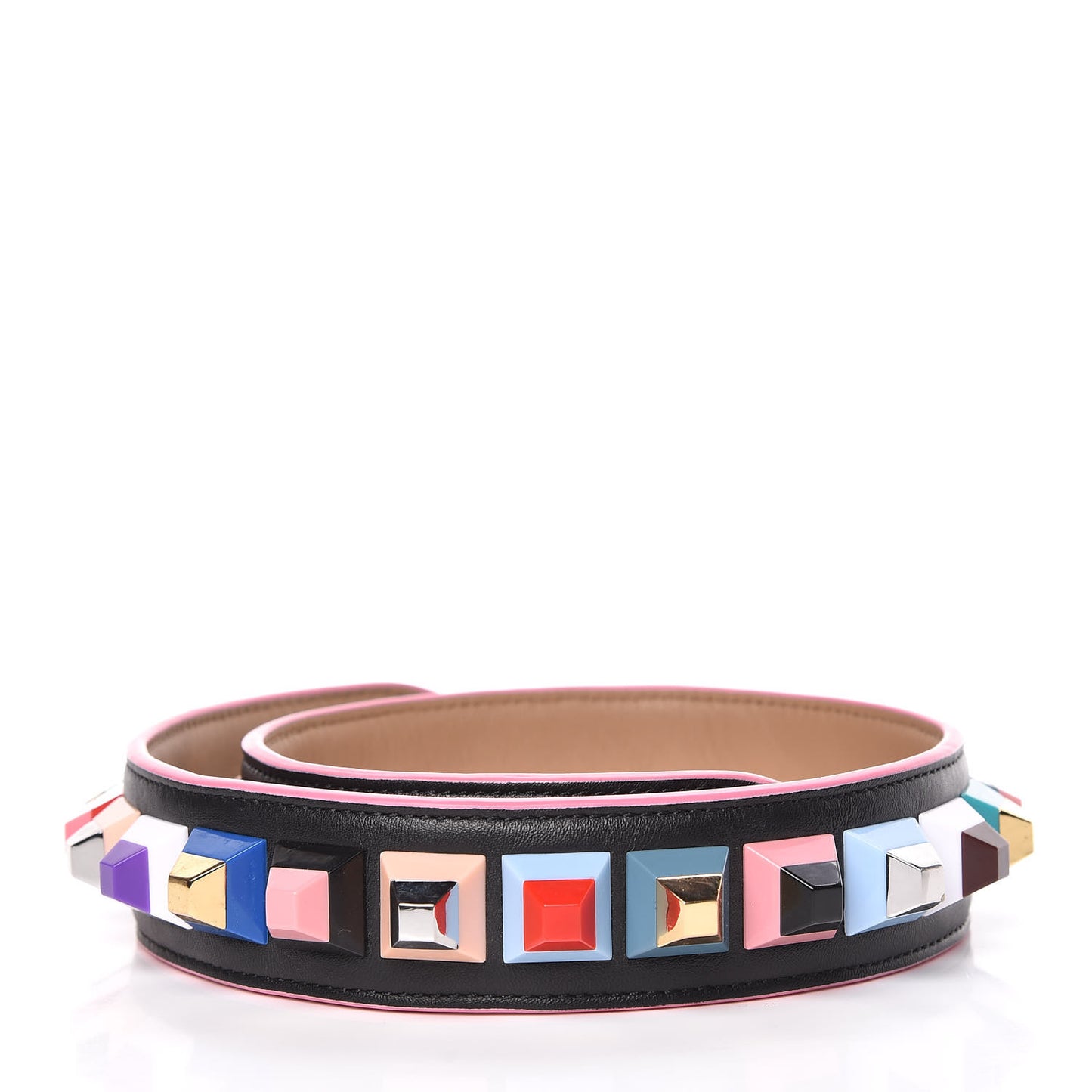 Vitello Dolce Plexiglass Bi-Color Studded Strap You Black Brownie Multicolor