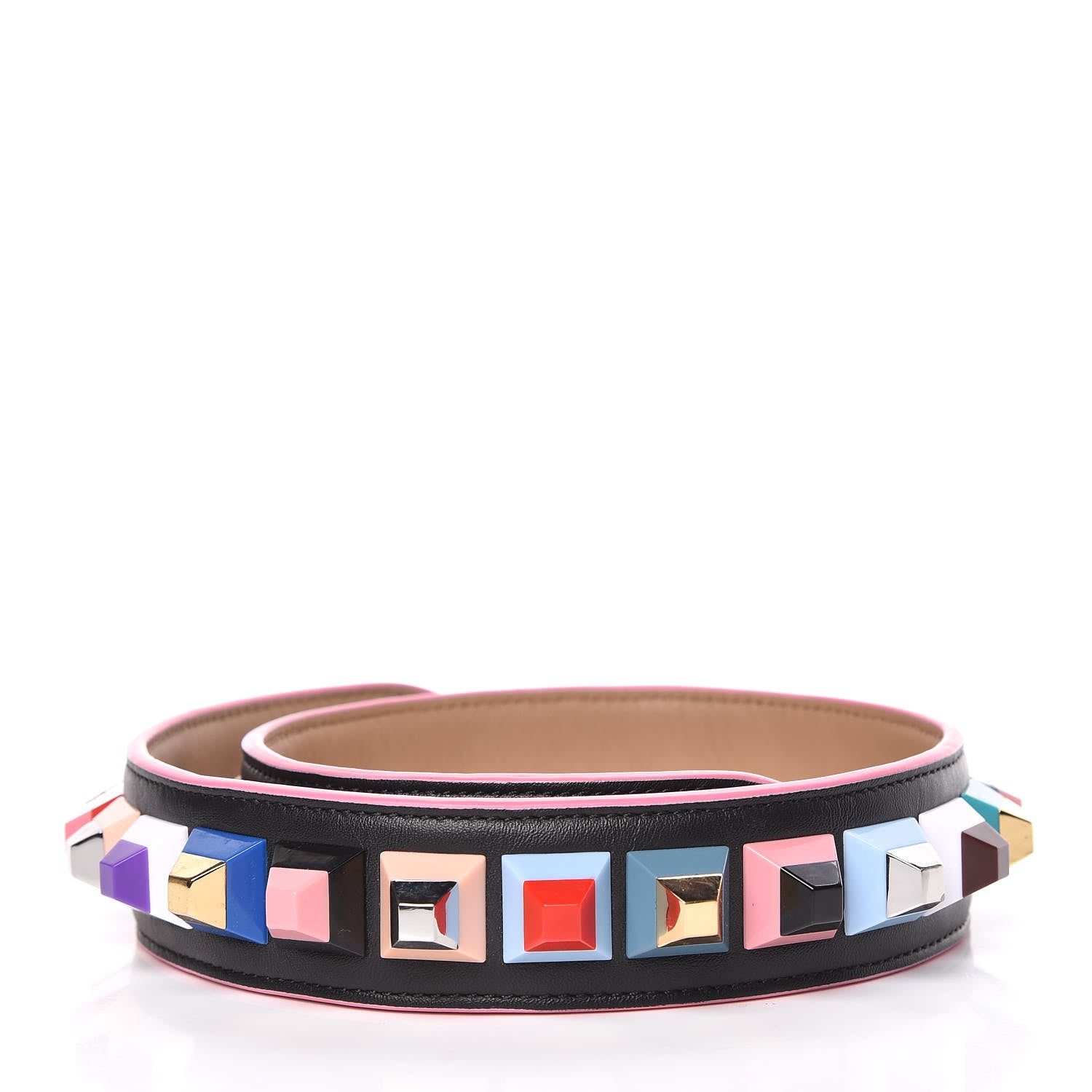 Fendi Vitello Dolce Plexiglass Bi-Color Studded Strap You Black Brownie Multicolor 2 of 8