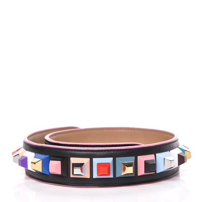 Fendi Vitello Dolce Plexiglass Bi-Color Studded Strap You Black Brownie Multicolor 2 of 8