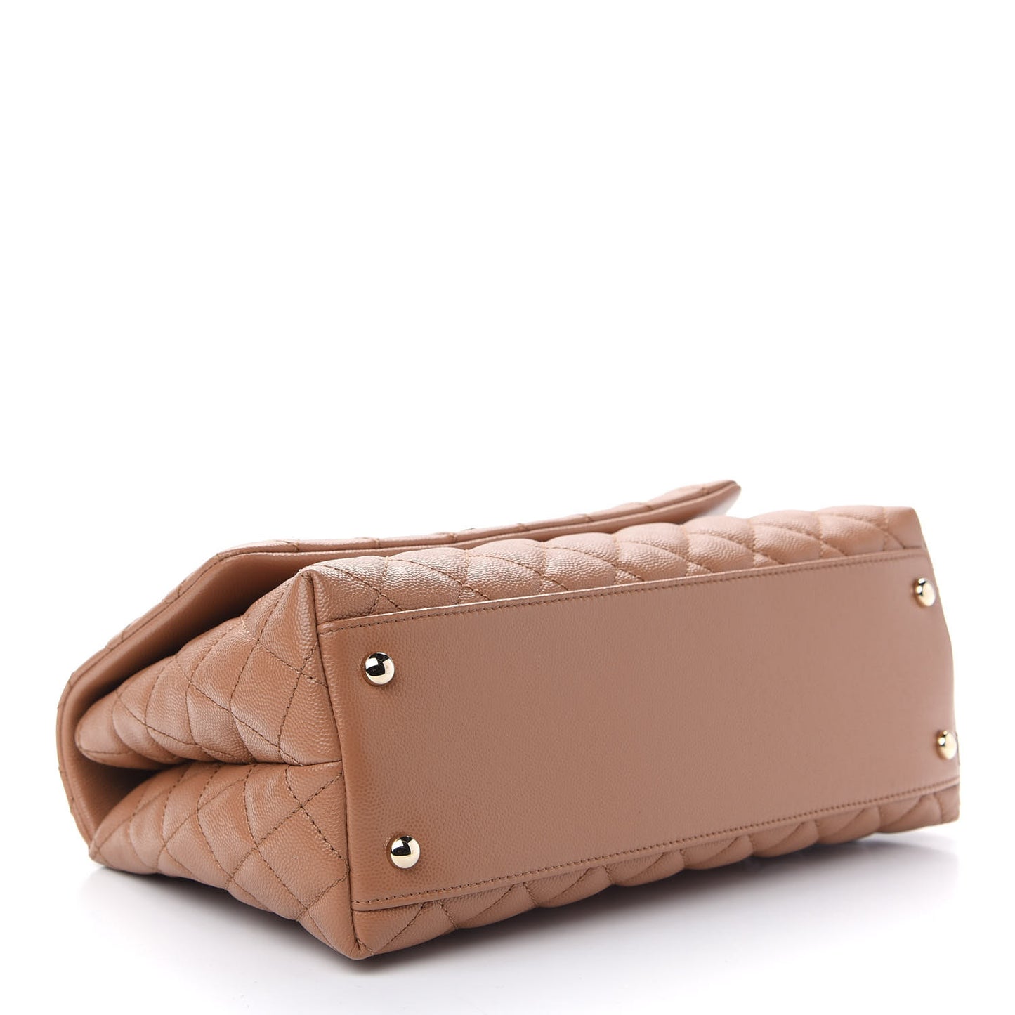 Caviar Quilted Small Coco Handle Flap Brown