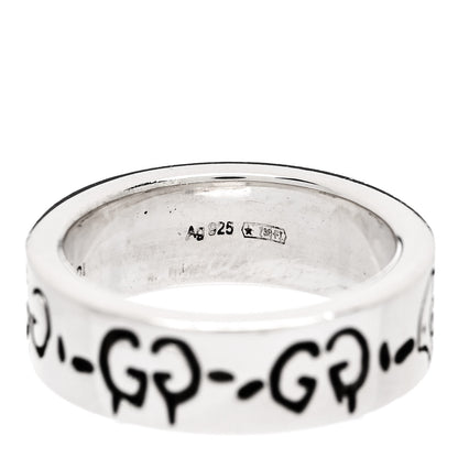 Gucci Sterling Silver Narrow GucciGhost Hamlet Skull Ring 46 3.75 5 of 6