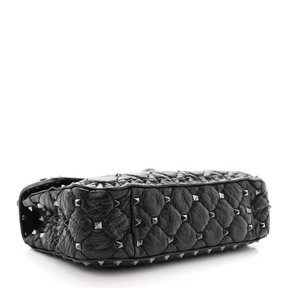 Valentino Garavani Craquele Nappa Small Rockstud Spike Shoulder Bag Black 4 of 11