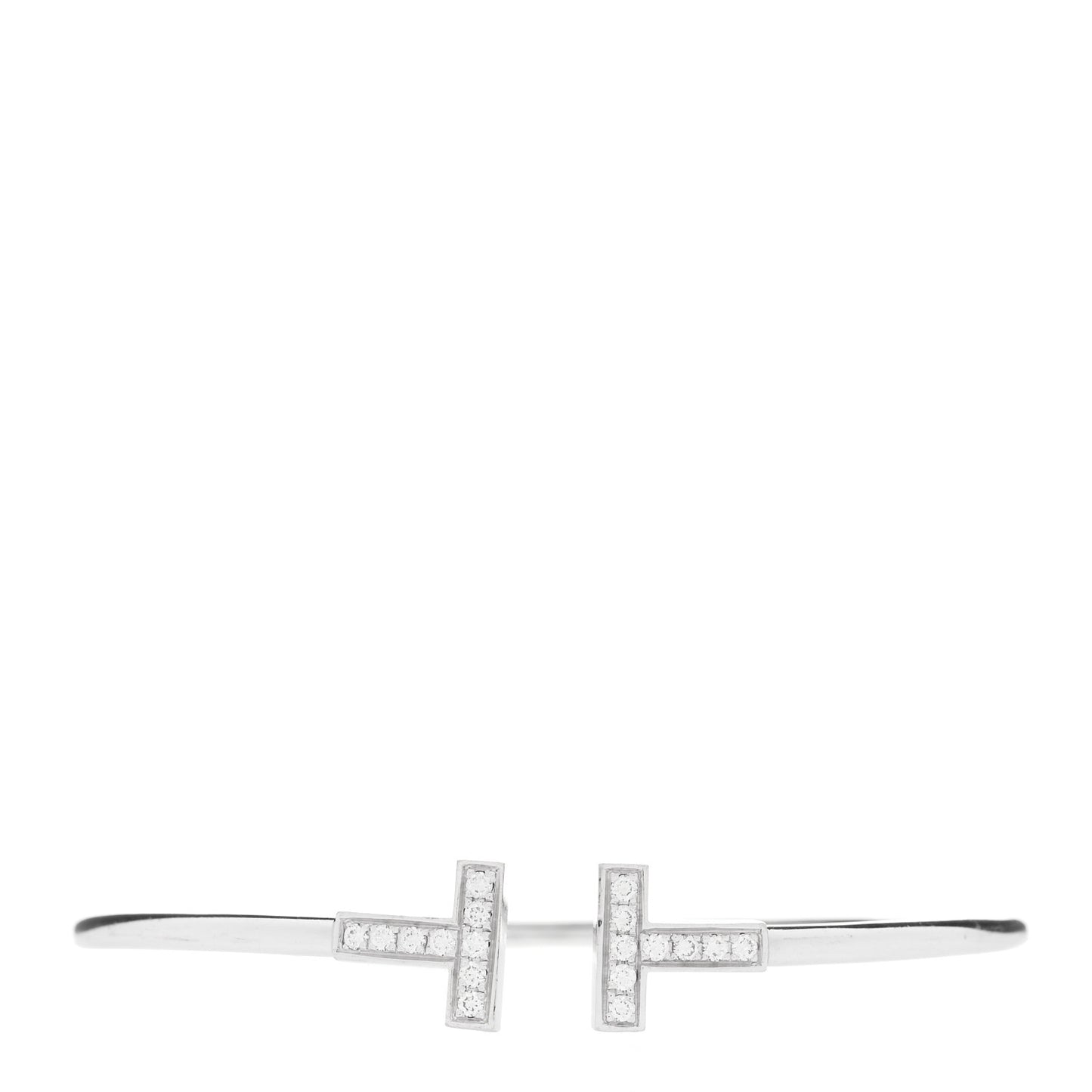 18K White Gold Diamond T Wire Bracelet