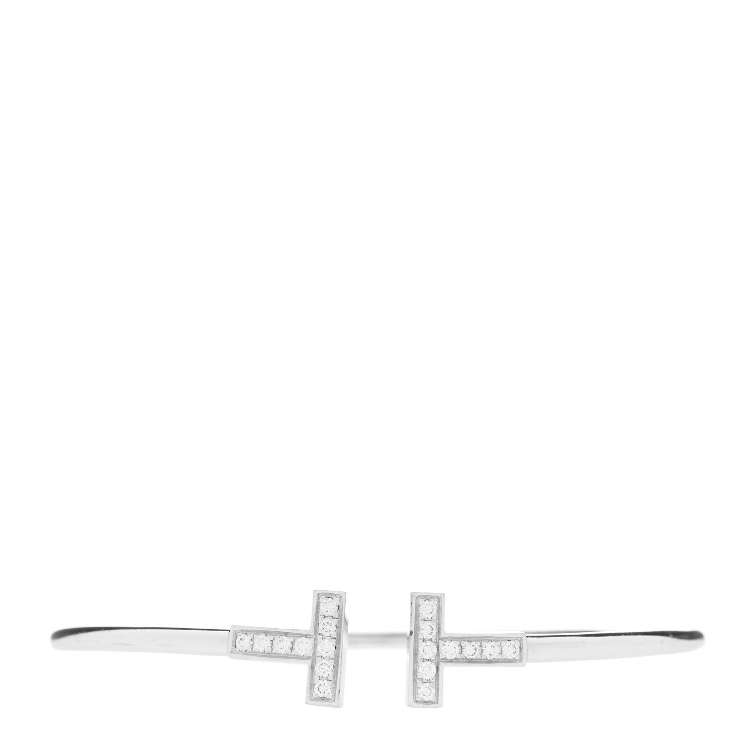 Tiffany 18K White Gold Diamond T Wire Bracelet 1 of 3