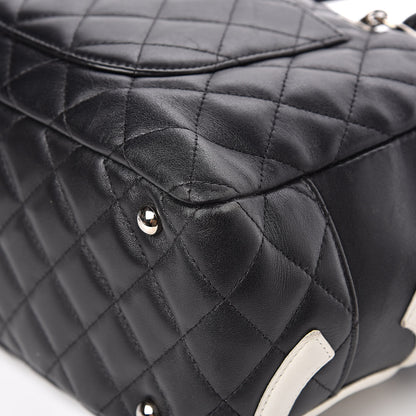 Chanel Calfskin Quilted Large Cambon Bowler Black White 12 of 13