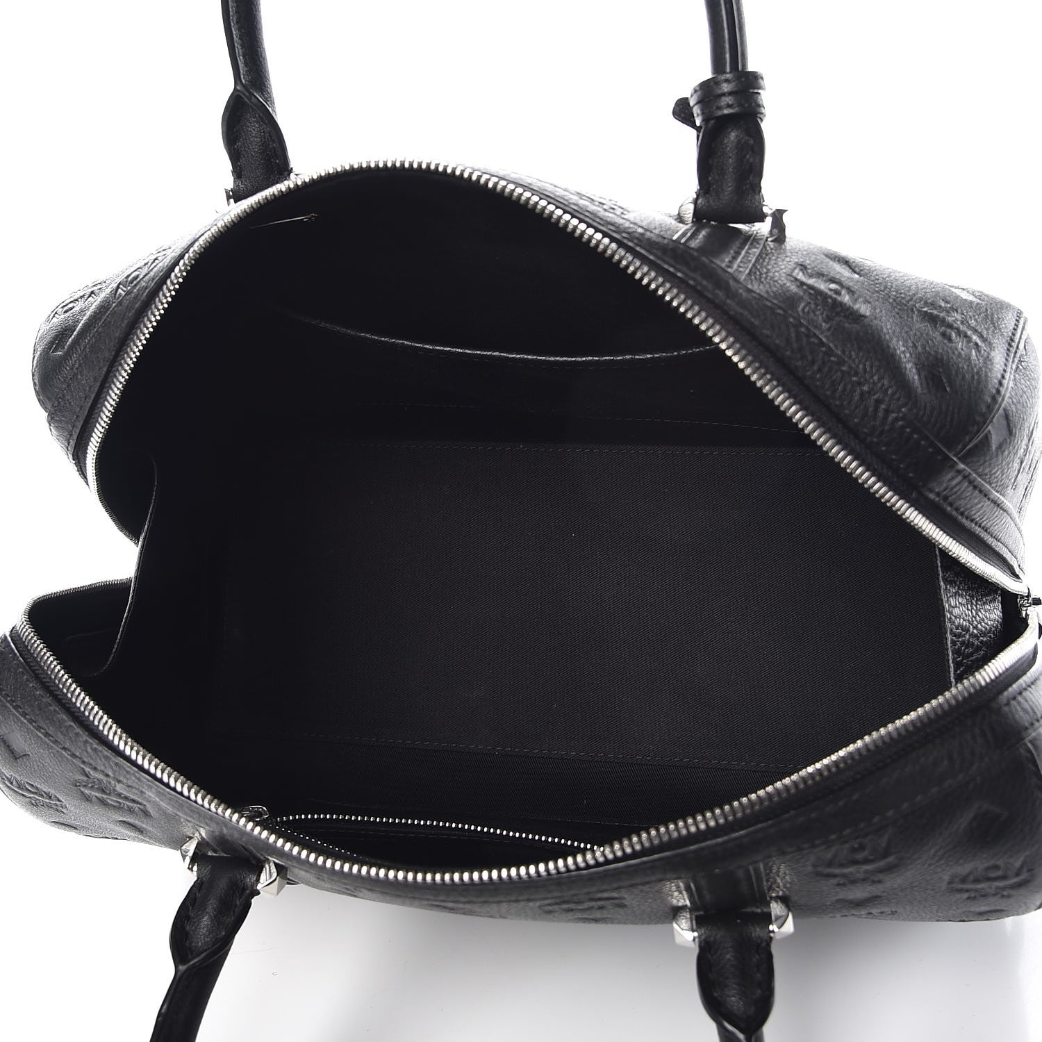 MCM Calfskin Ottomar Monogram Boston Bag Black 5 of 10