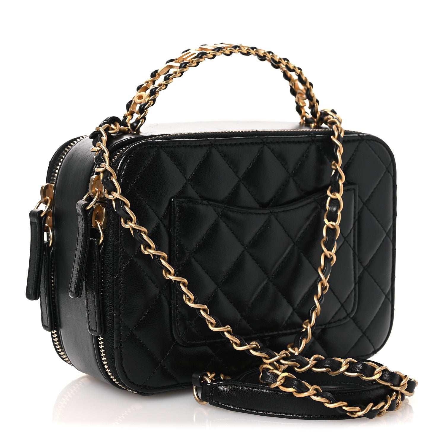 Chanel Shiny Calfskin Quilted Small Pick Me Up Vanity Case Black 3 of 11