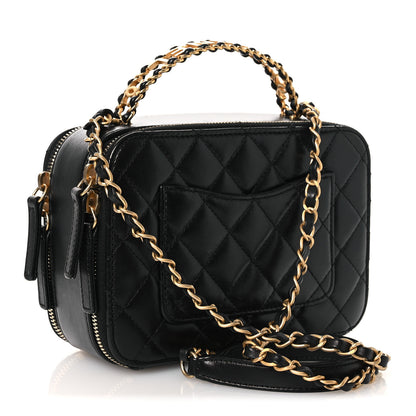 Chanel Shiny Calfskin Quilted Small Pick Me Up Vanity Case Black 3 of 11