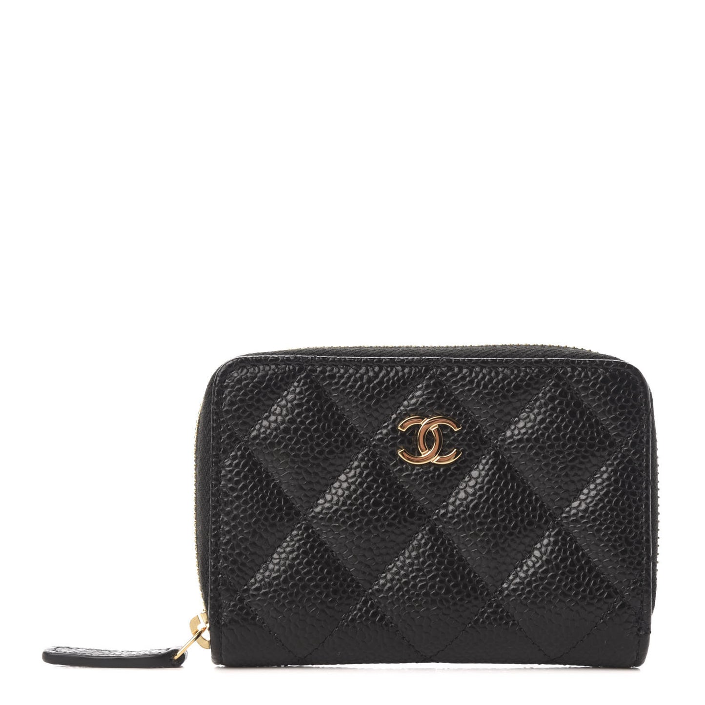 Caviar Quilted Zip Coin Purse Black