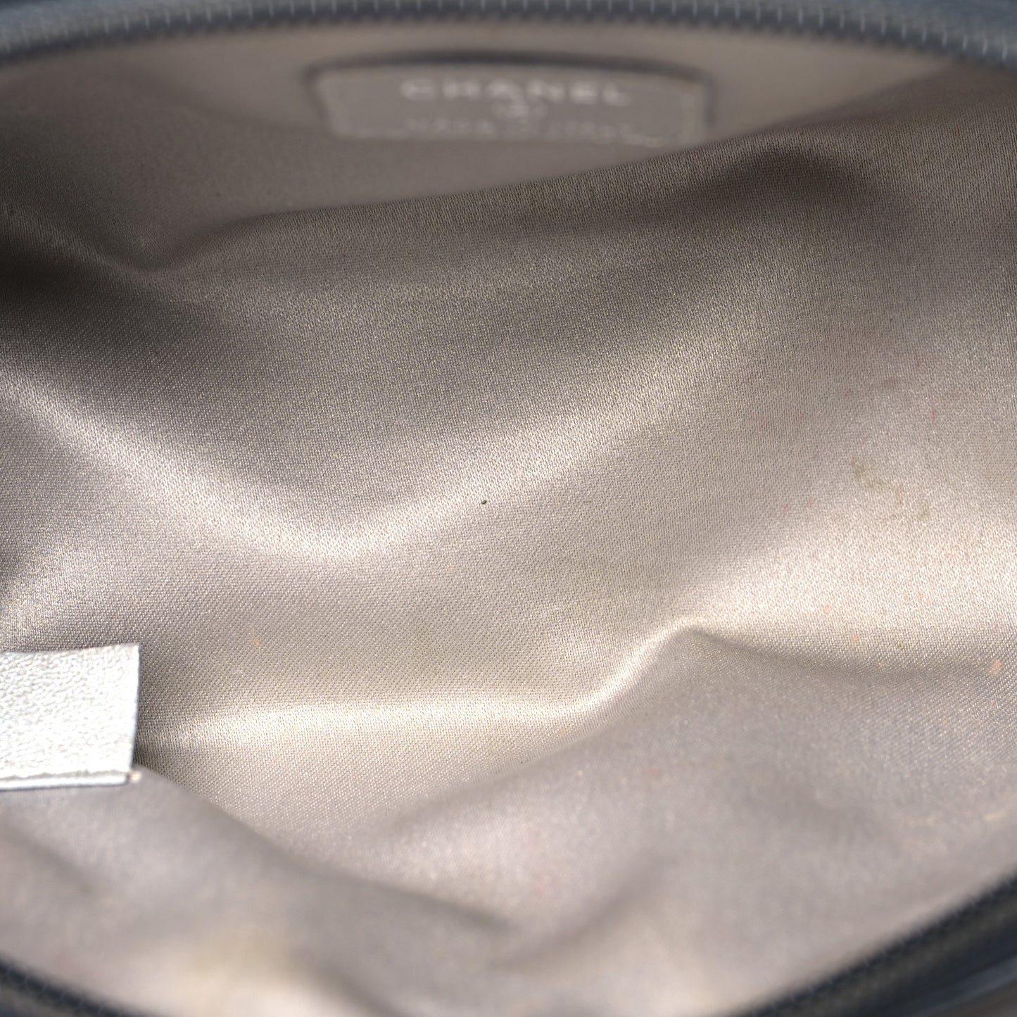 Lambskin Camellia Embossed Cosmetic Case Black