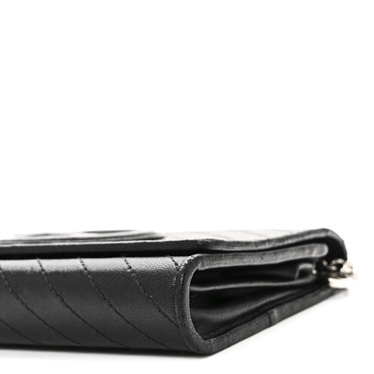 Gucci Sakai Be Green Calfskin Diagonal Stitched Blondie Wallet on Chain Black 9 of 9