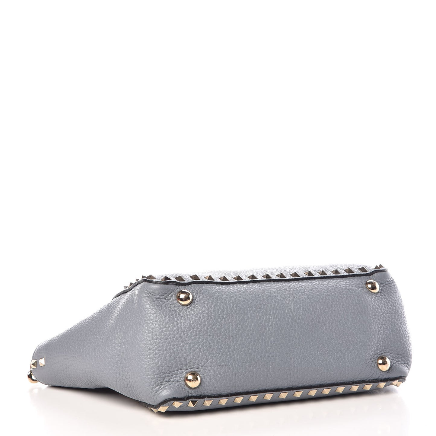 Grained Calfskin Small Rockstud Tote Grey