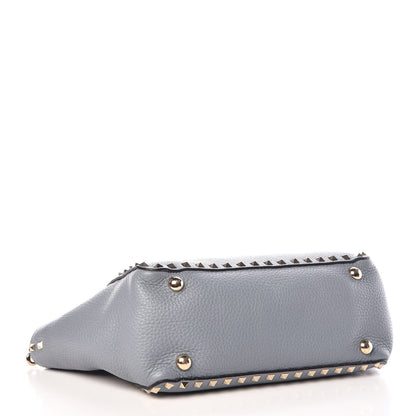 Valentino Garavani Grained Calfskin Small Rockstud Tote Grey 4 of 10