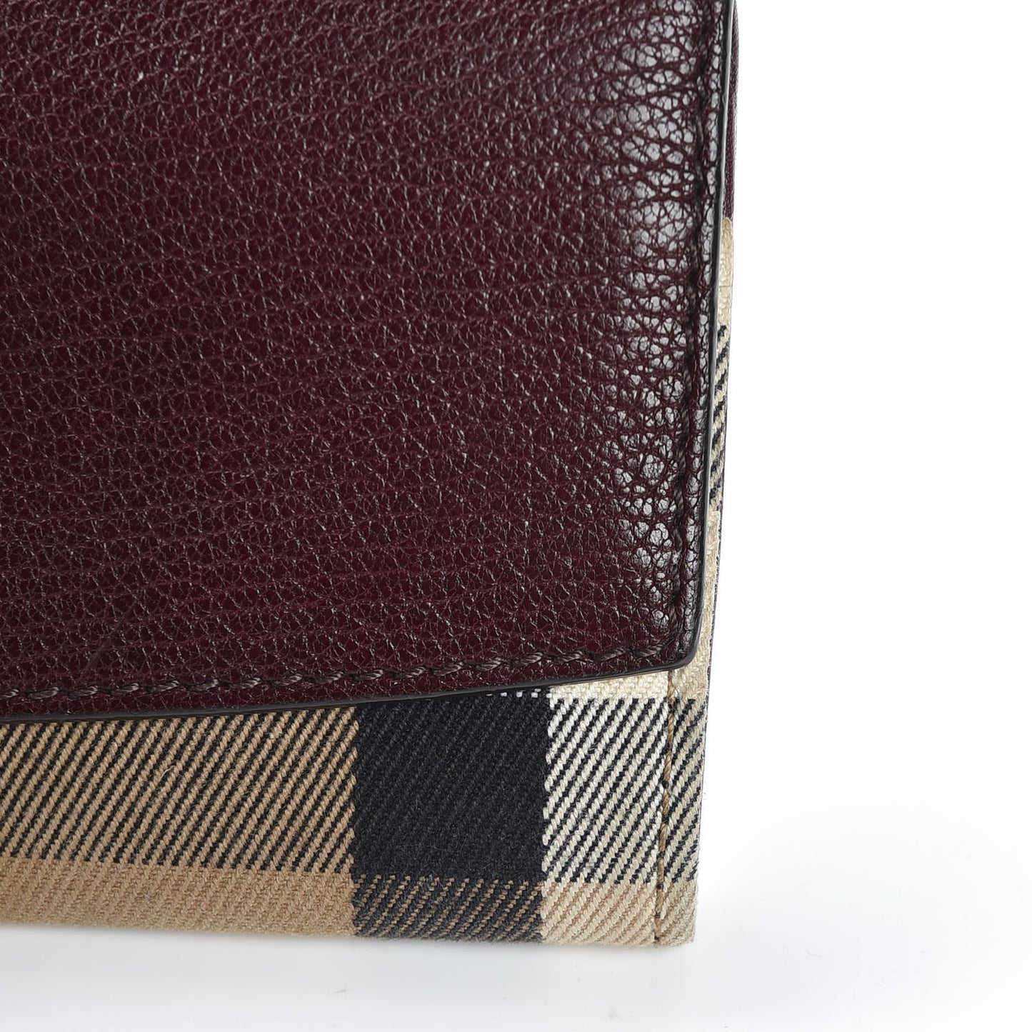 Calfskin House Check Porter Continental Wallet Mahogany Red