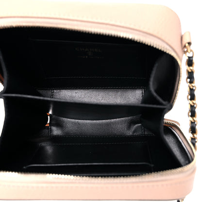 Chanel Caviar Quilted CC Filigree Vanity Clutch With Chain Beige Black 5 of 10