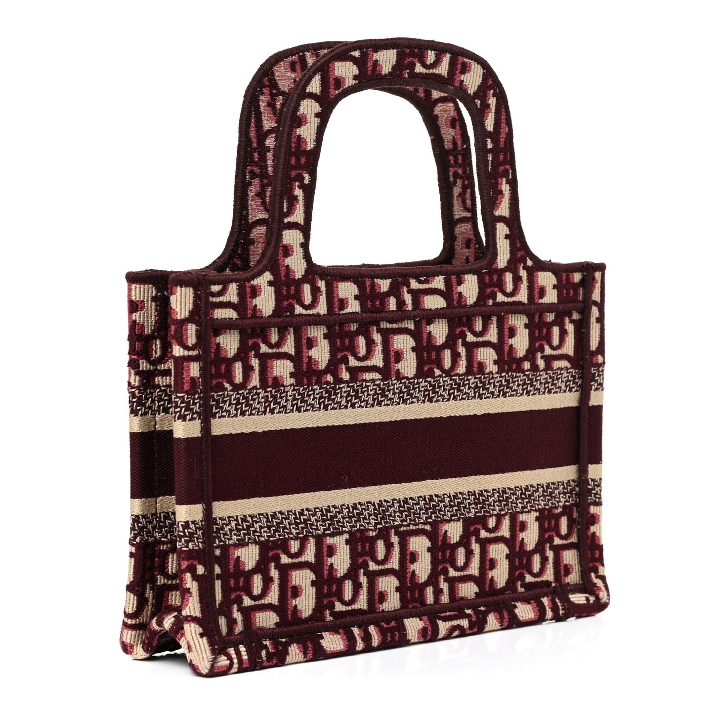 Oblique Mini Book Tote Burgundy Multicolor
