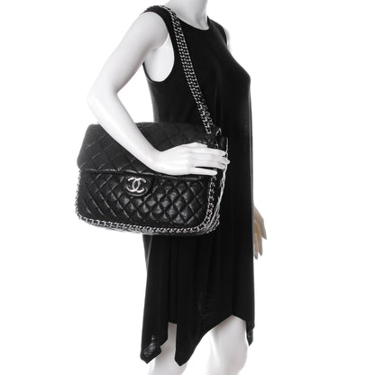 Chanel Crumpled Lambskin Quilted Maxi Chain Around Flap Black 2 of 7