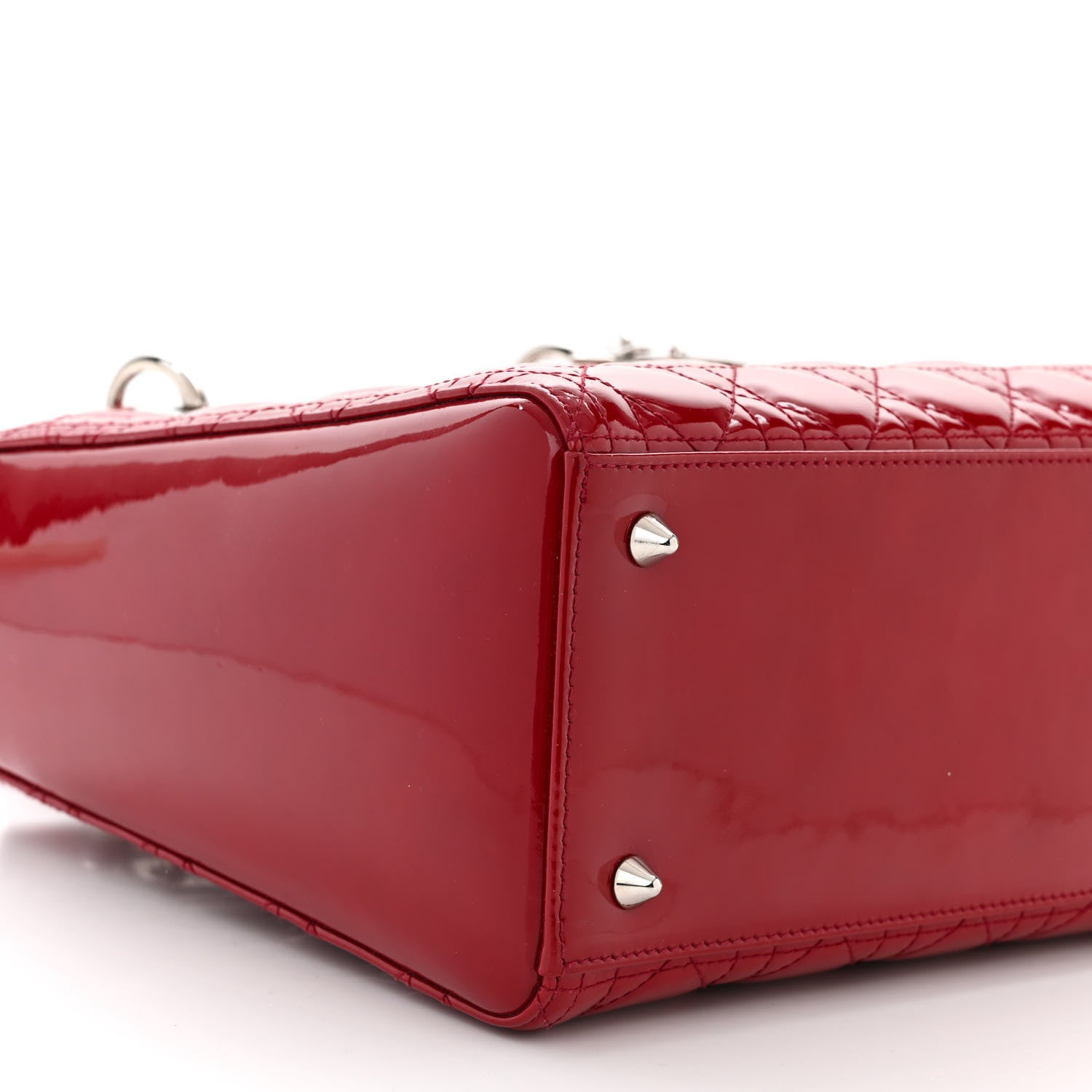 Christian Dior Patent Cannage Medium Lady Dior Burgundy Red 9 of 10