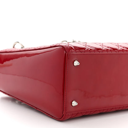 Christian Dior Patent Cannage Medium Lady Dior Burgundy Red 9 of 10